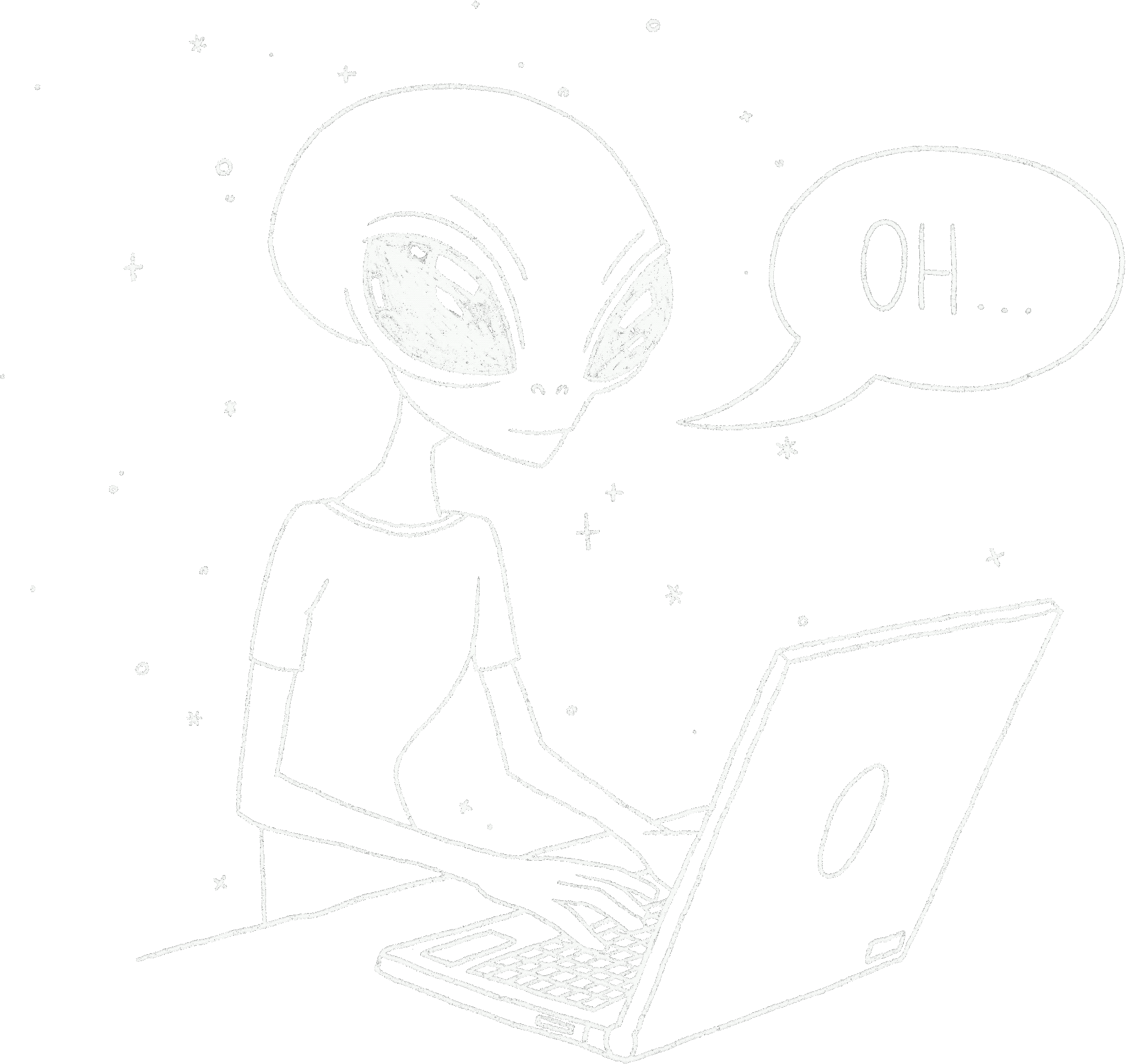 drawn by my wife Alien behind a pc